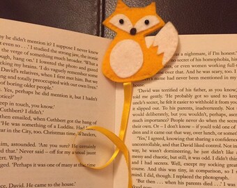 Felt fox bookmark, yellow fox bookmark, orange fox bookmark, bookworm gift, book lover gift