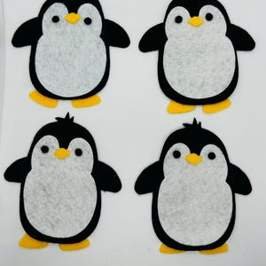 4 x vilten gestanste pinguïnvormen om te knutselen, doe-het-zelfstansvormen, kerstknutselen