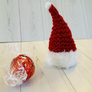 Small Santa hat PDF knitting pattern, knitting pattern cover for Ferrero Rocher or Lindt chocolate