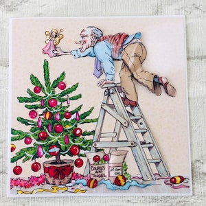 Fée sur la carte de Noël de l’arbre, carte d’arbre de Noël, décoration de Noël, Salutations de saisons, découpage 3D, collection de rides