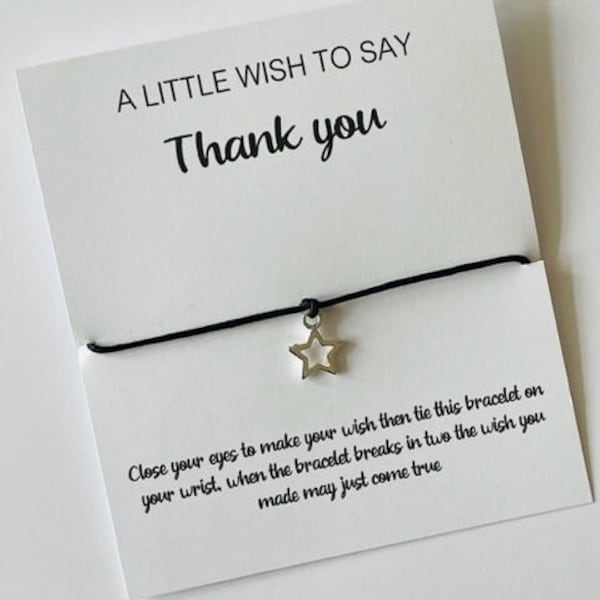 Wish bracelet, charm bracelet with star charm, gift, letterbox gift, budget friendly, thank you gift