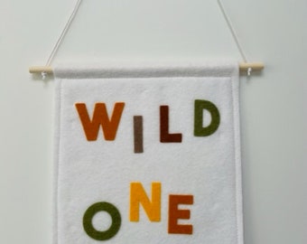 Wild one banner, jungle banner, safari banner, nursery decor, playroom decor, safari