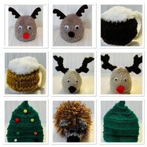 Schokoladenbraune Decke, gestricktes Rentier, gestrickter Igel, gestrickter Weihnachtsbaum, Weihnachtsstrumpf Geschenke, Badebomben Abdeckung, gestricktes Geschenk