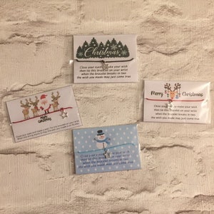 Bracciale dei desideri di Natale, renne, pupazzo di neve, alberi di Natale, Babbo Natale con renne
