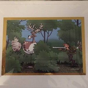 Cartão de alce, cartão de caça, abelhas, cartão de decoupage 3D, cartão de aniversário, cartão de aposentadoria