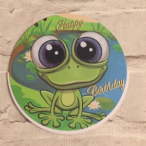 Frog birthday card, rocker card, greetings card, birthday card, circular card