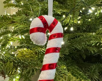 Felt candy cane Christmas decoration, Christmas decor, Christmas candy cane, handmade felt Christmas decoration