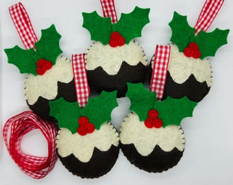 Christmas pudding garland, plum pudding bunting, felt Christmas pudding decoration