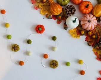 Pumpkin garland, Autumnal, felt fall bunting, felted pumpkin garland, Thanksgiving garland