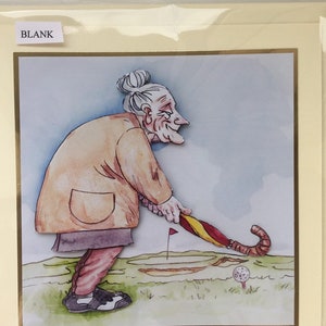 Carte de vœux de golf, grand-mère golfeuse, carte de golf drôle, décopage carte vierge 3D