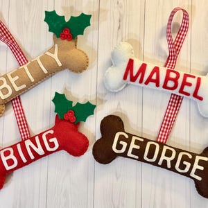 Dog bone decoration, Christmas decoration, personalised dog bone tree decoration