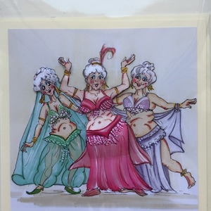 Dança do ventre, cartão de dançarina do ventre, cartão de felicitações, cartão 3D de decoupage, em branco, cartão de aniversário, cartão de aposentadoria