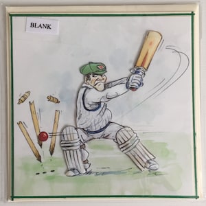 Carte de cricket, carte de retraite, joueur de cricket grincheux, carte d'anniversaire, carte de fête des pères, carte vierge, effet 3D de découpage