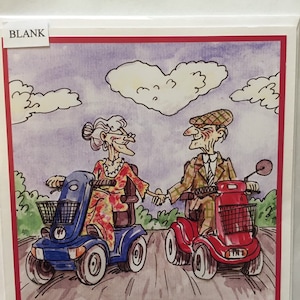 Wenskaart scootmobiel, jubileumkaart, 3D knipselkaart, blanco kaart