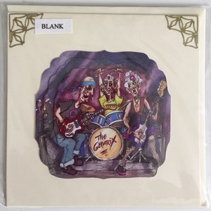 Carta della banda Oldies, collezione di rughe, effetto 3D decoupage, carta bianca, carta di pensionamento