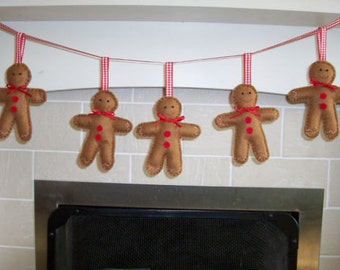 Gingerbread man garland, Christmas decor, festive bunting