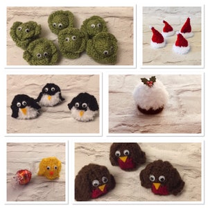 Hand knitted Ferrero Rocher /Lindt chocolate cover, sprout, Santa hat, penguin, chick, Christmas pudding, Christmas, Easter