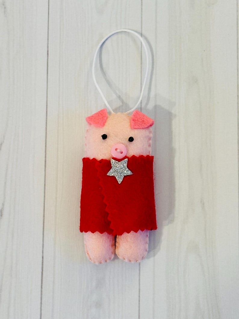 Cute Handmade Felt Pigs in Blankets Decorations, Christmas Tree Pigs in