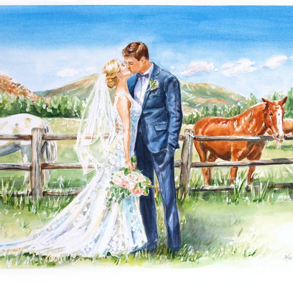 Custom Wedding Painting/ Custom Watercolor Portrait / Watercolor Portrait/ Couple Portrait / Wedding Painting/ Hand Painted Portrait