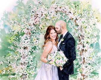 Wedding Painting/ Watercolor Portrait / Custom Bridal Portrait/ Couple Portrait/ Wedding Watercolor Painting / Watercolor Wedding Painting