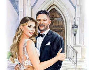 Wedding Painting/ Watercolor Portrait /Custom Bridal Portrait/ Couple Portrait/ Watercolor Art/ Watercolor Wedding Painting