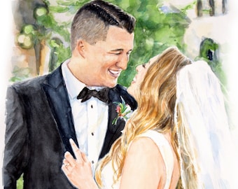Hand Painted Wedding Portrait/   Custom Wedding Painting / Bride and Groom Portrait / Engagement Portrait / Wedding Portrait
