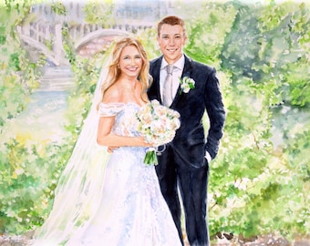 Wedding Painting/ Watercolor Portrait / Custom Bridal Portrait/ Couple Portrait/ Watercolor Wedding Painting