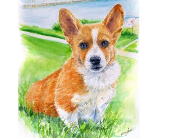 Original  Dog Portrait, Cat Portrait, Pet Portrait , Watercolor Dog Portrait, KJaneStudio