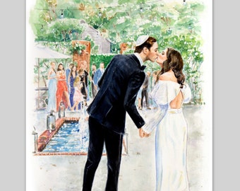 Wedding Painting/ Watercolor Portrait / Custom Hand Painted Portrait/ Wedding Watercolor Painting / Watercolor Wedding Painting