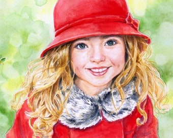 Hand Painted Watercolor Portrait / Watercolor Child's Portrait/ Portrait Painting / Family Portrait / Custom Watercolor Portrait