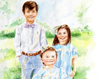 Custom Watercolor Portrait / Custom Family Portrait / Child's Portrait/ Watercolor Portrait/ Custom Watercolor Painting