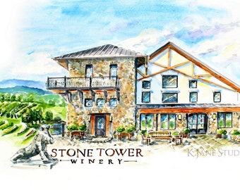 Fine Art Print of "Stone Tower Winery/ Virginia Winery/ Loudoun County Virginia/ Architectural Print