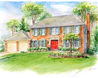 Custom House Portrait / Hand Painted/ House Warming Gift / Watercolor Home Portrait/ Wedding Gift/ Vacation Home /Realtor Gift