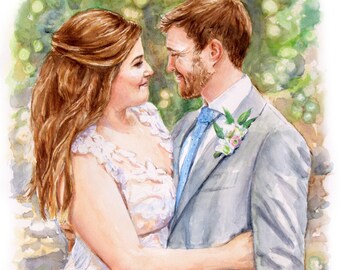 Wedding Painting/ Watercolor Portrait /Custom Bridal Portrait/ Couple Portrait/ Watercolor Art/ Watercolor Wedding Painting