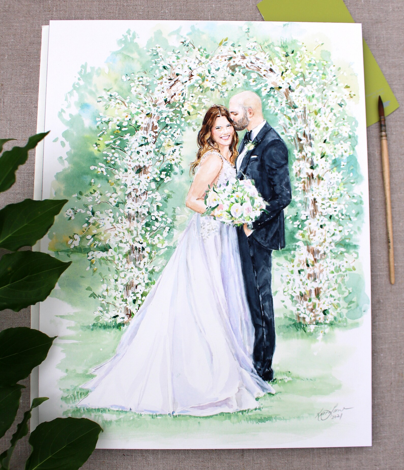 Wedding Painting/ Watercolor Portrait / Custom Bridal Portrait/ Couple ...