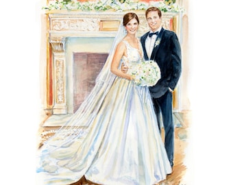Custom Hand Painted Wedding Painting / Custom Watercolor Portrait / Couple Portrait/ Custom portrait / Wedding Portrait