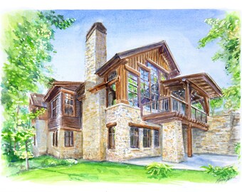 Custom Watercolor House Painting / House Portrait / Hand Painted