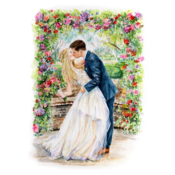 Wedding Painting/ Custom Watercolor Portrait / Couple - Etsy