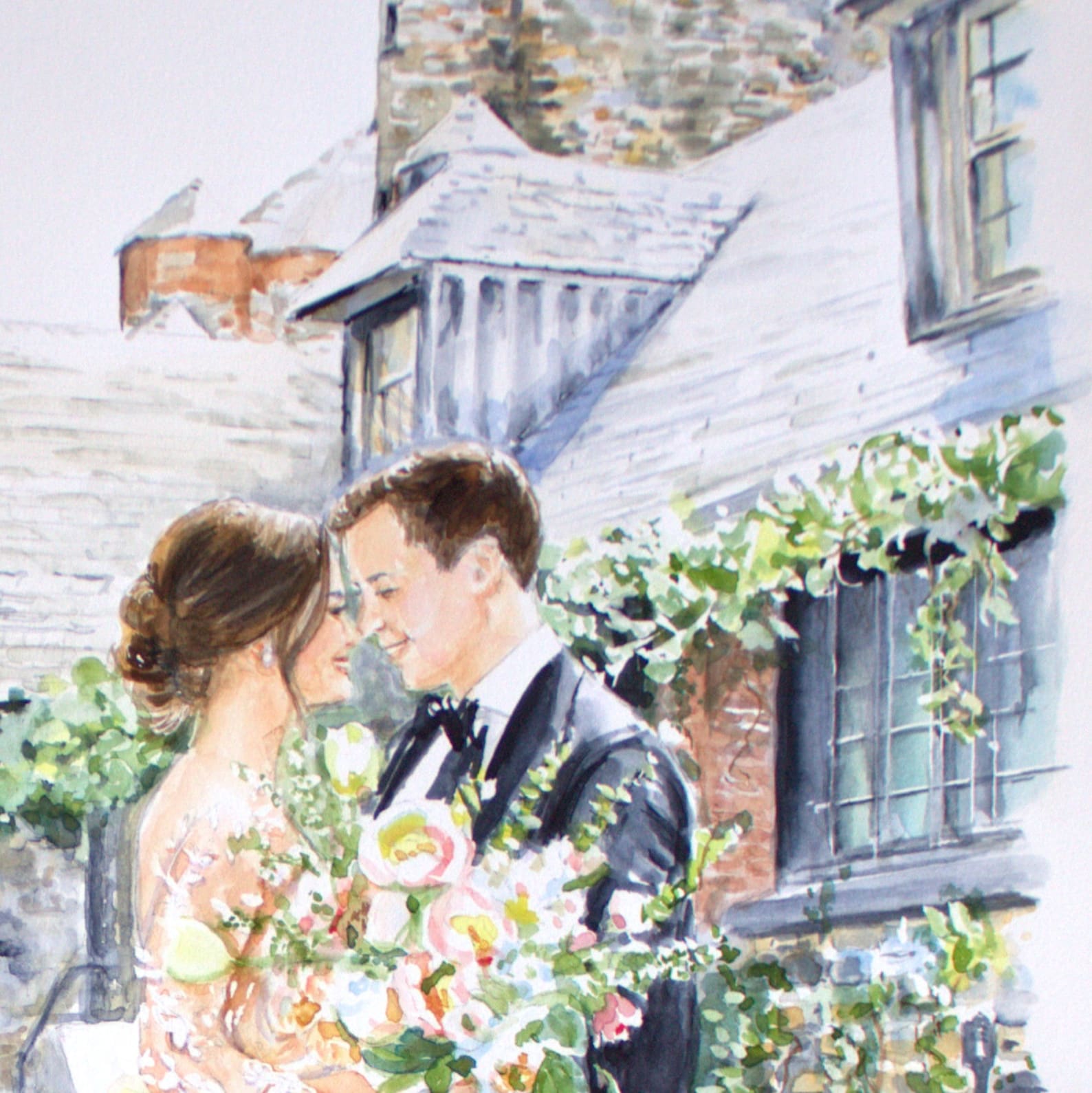Wedding Painting/ Watercolor Portrait / Custom Bridal Portrait/ Couple ...