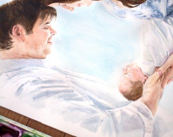 Custom Family Watercolor Portrait / Watercolor Portrait/ Couple Portrait/ Child's portrait /Family Painting/ Fine Art