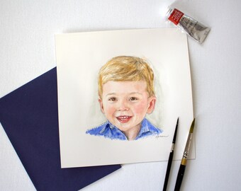 Watercolor Portrait /  Mini Portrait/ Child portrait/ Family portrait/ Little Girl Portrait/  Baby Portrait / Custom Portrait