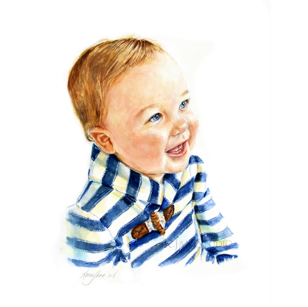 Child's Portrait / Watercolor Portrait / Watercolor Child's Portrait/ Baby Painting / Family