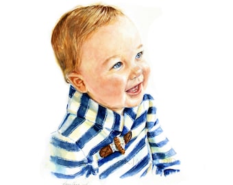 Child's Portrait / Hand Painted Watercolor Portrait / Watercolor Child's portrait/ Baby Painting / Family Portrait /Custom Portrait