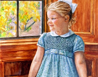 Custom Watercolor Portrait: Hand-Painted Fine Art on Panel