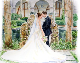 Wedding Painting/ Watercolor Portrait / Custom Hand Painted Portrait/ Wedding Watercolor Painting / Watercolor Wedding Painting