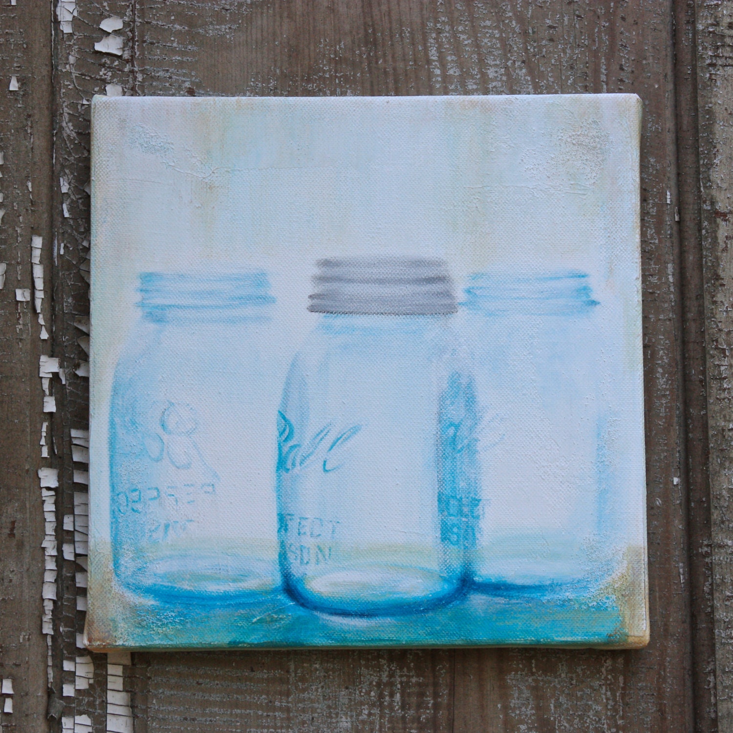 Ball Jar Painting Mason Jars Square Painting Small Etsy
