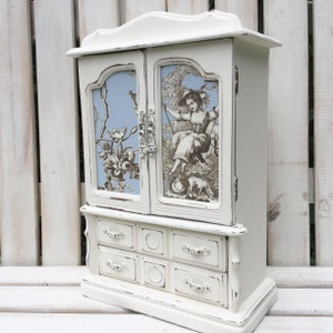 CUSTOMISABLE ORDER - LARGE Shabby Chic Vintage Jewellery Box / Armoire Cabinet Case