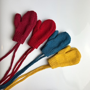 Hand Knitted Kids Mittens, Four Colours, Three Sizes Sizes