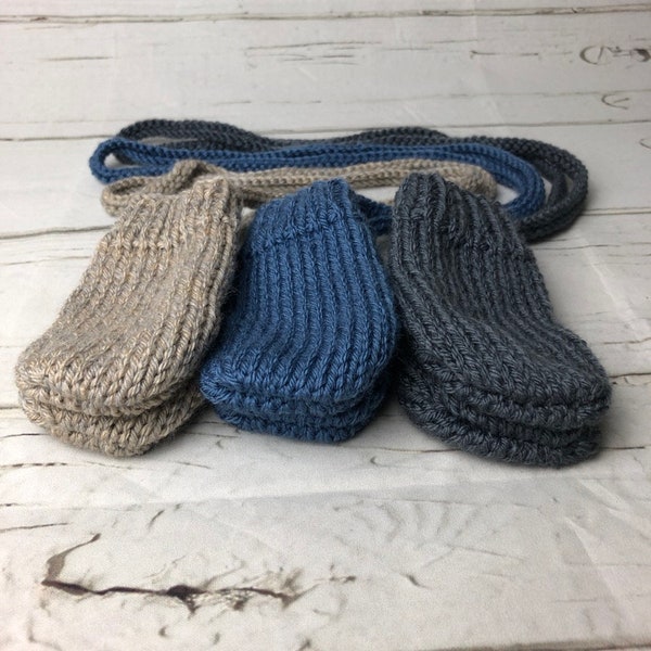 Hand knitted baby/toddler mittens, Three Colours, Various sizes