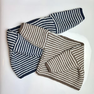 Hand knitted baby/toddler striped sweaters/jumpers/ two colours, seven  sizes